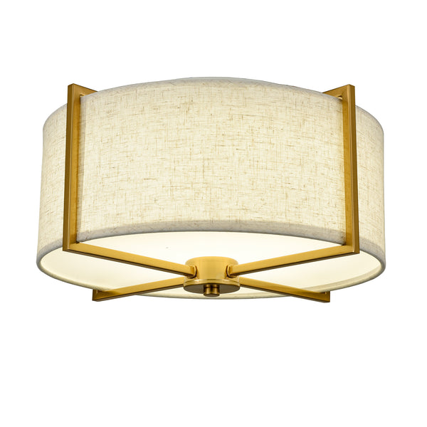 Modern Flush Mount Ceiling Light Drum Shade Brass Dimmable LED Ceiling Light